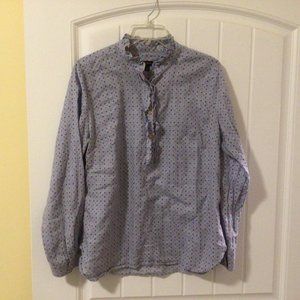Women's Talbots Size M lightweight chambray polka dot, long sleeve popover